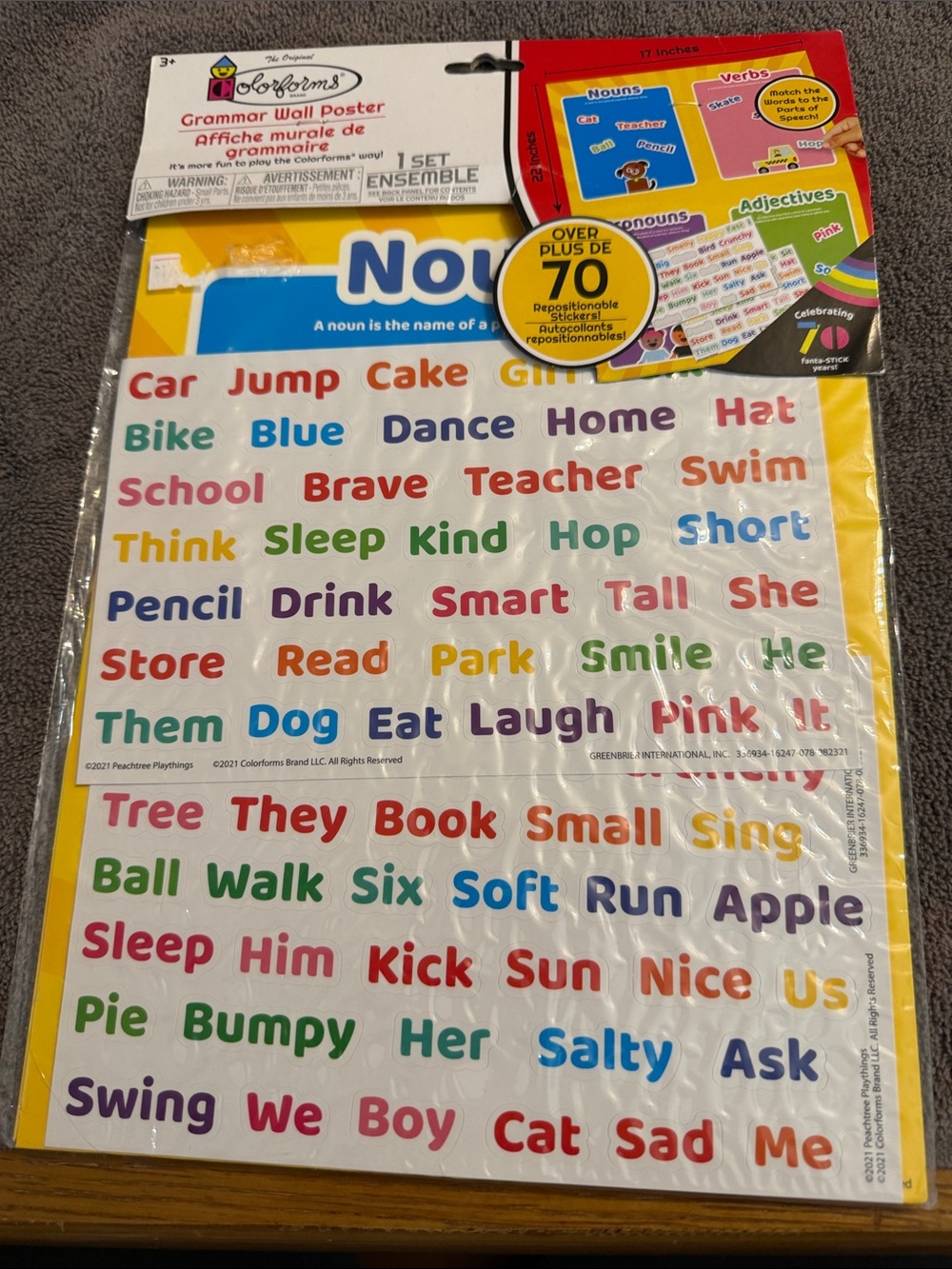 Colorful Grammar Wall Poster - Multicolor Word Stickers by